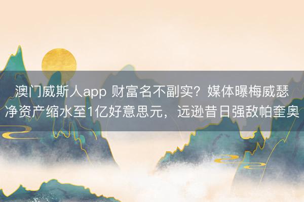 澳门威斯人app 财富名不副实？媒体曝梅威瑟净资产缩水至1亿好意思元，远逊昔日强敌帕奎奥